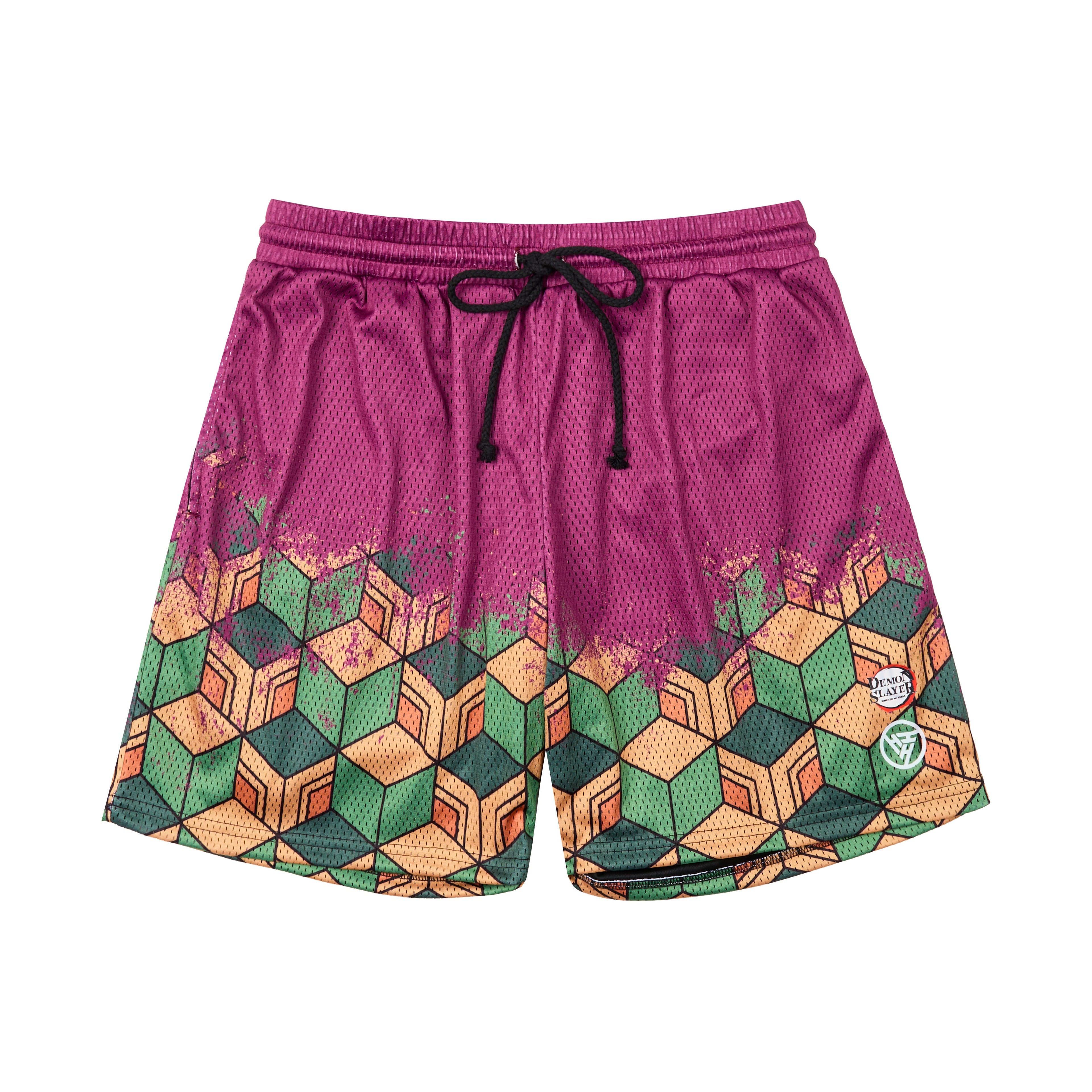 DEMON SLAYER GIYU MESH SHORTS (MAROON)