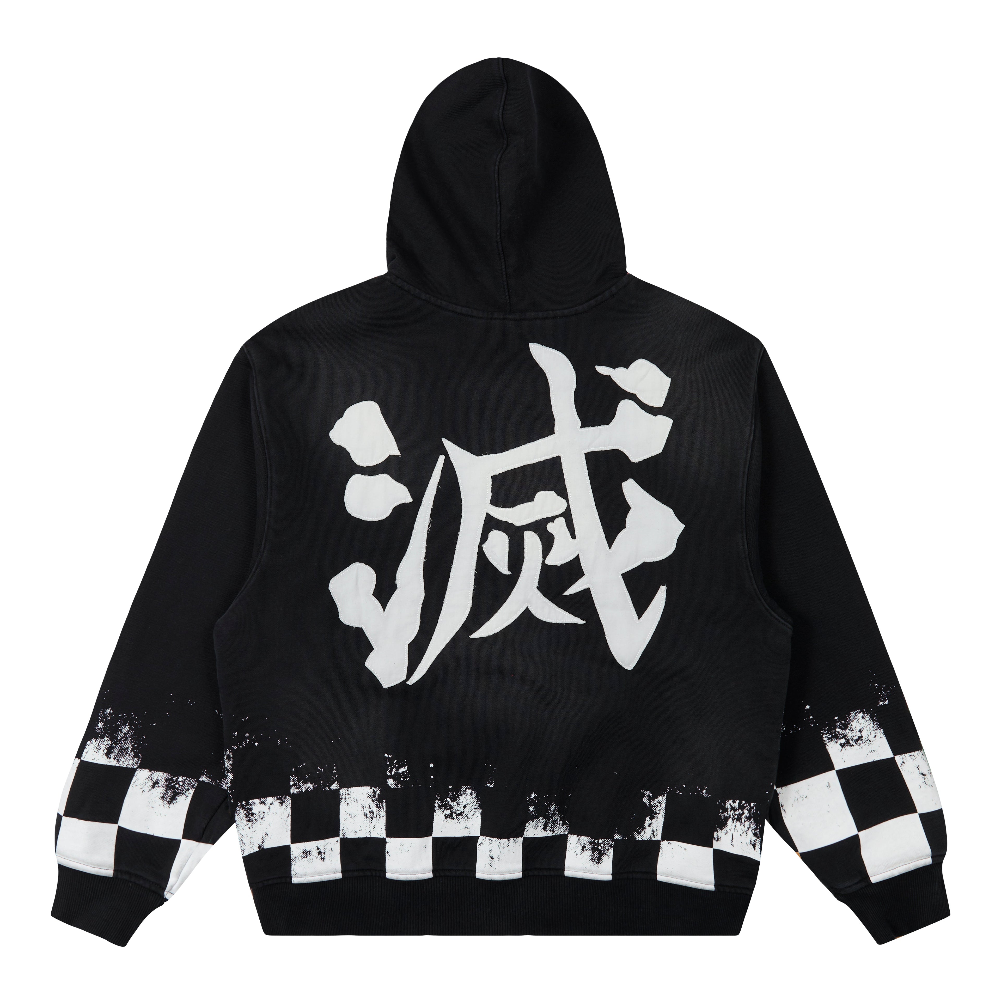 DEMON SLAYER CHECKERED GRADIENT HOODIE (BLACK)