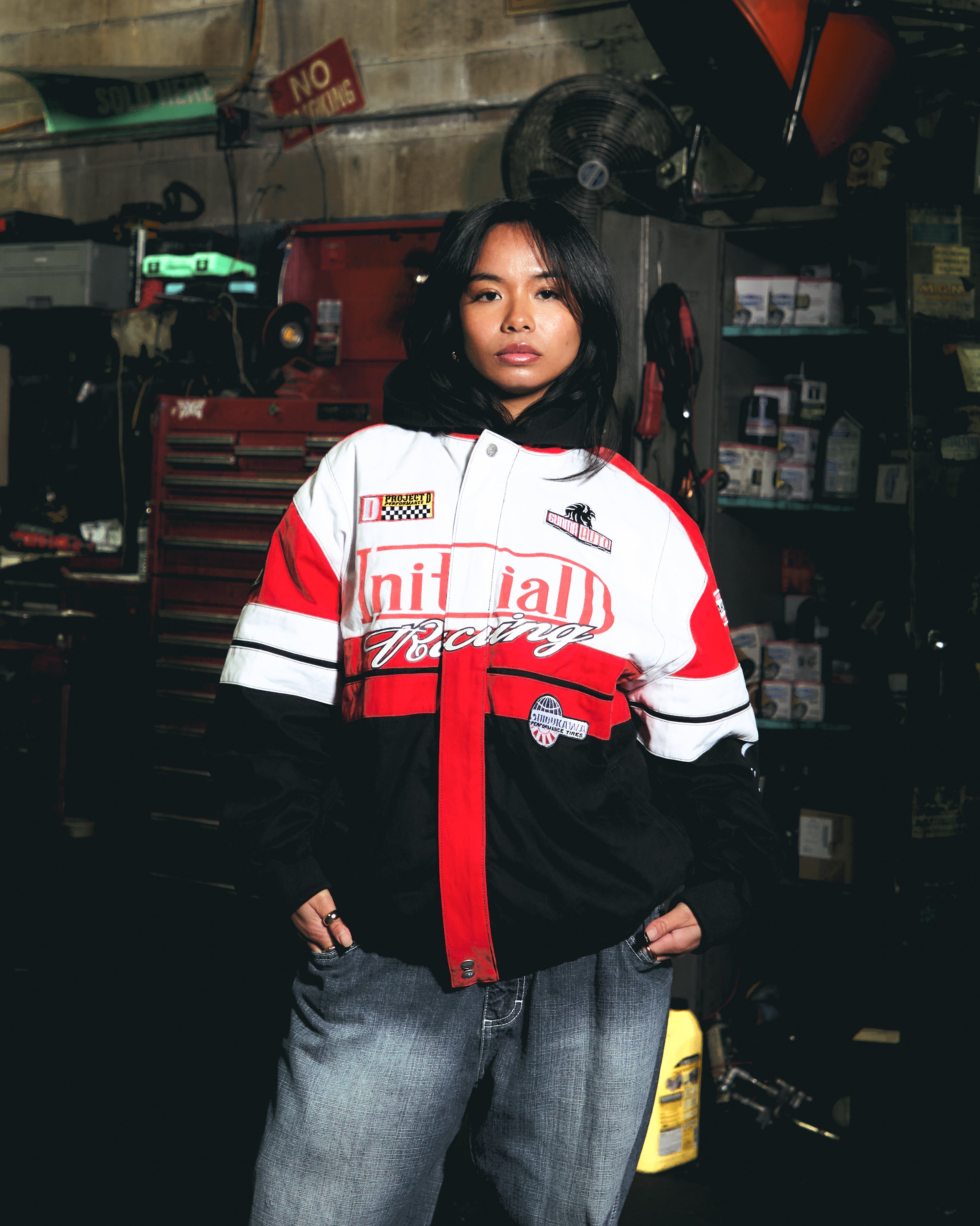 INITIAL D RACING JACKET (BLACK/WHITE)