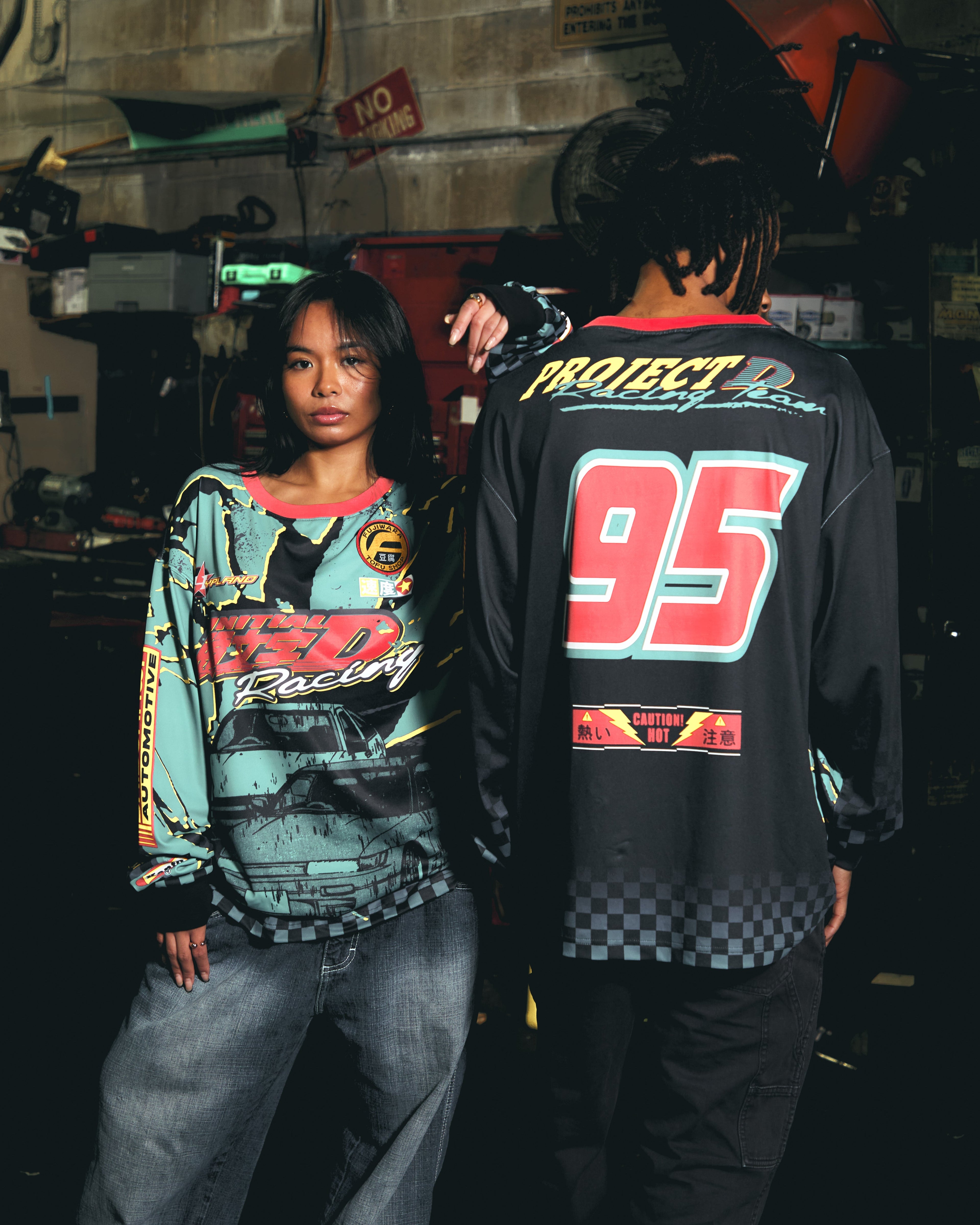 INITIAL D MOTO LONG SLEEVE SHIRT (GREEN)