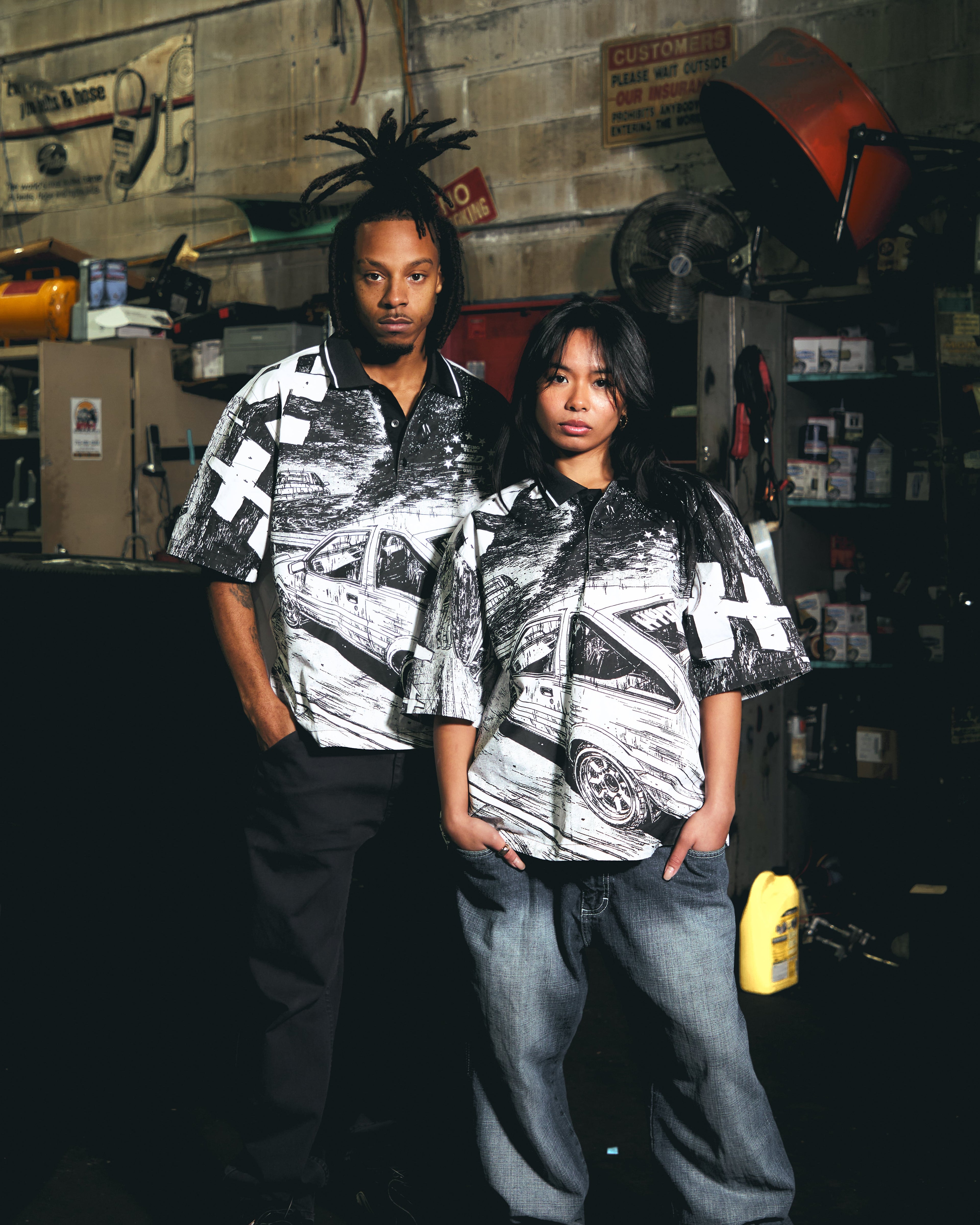 INITIAL D MANGA POLO SHIRT (BLACK)