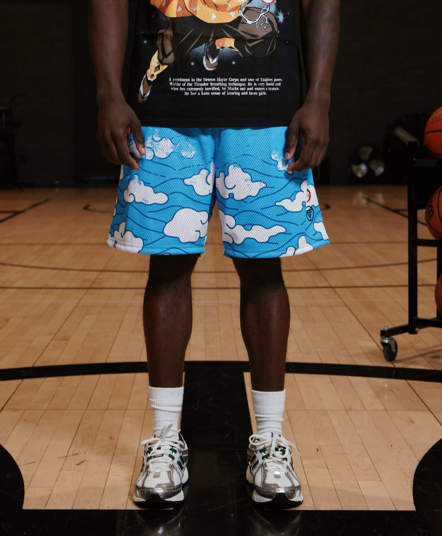 DEMON SLAYER CLOUD MESH SHORTS (POWDER BLUE)