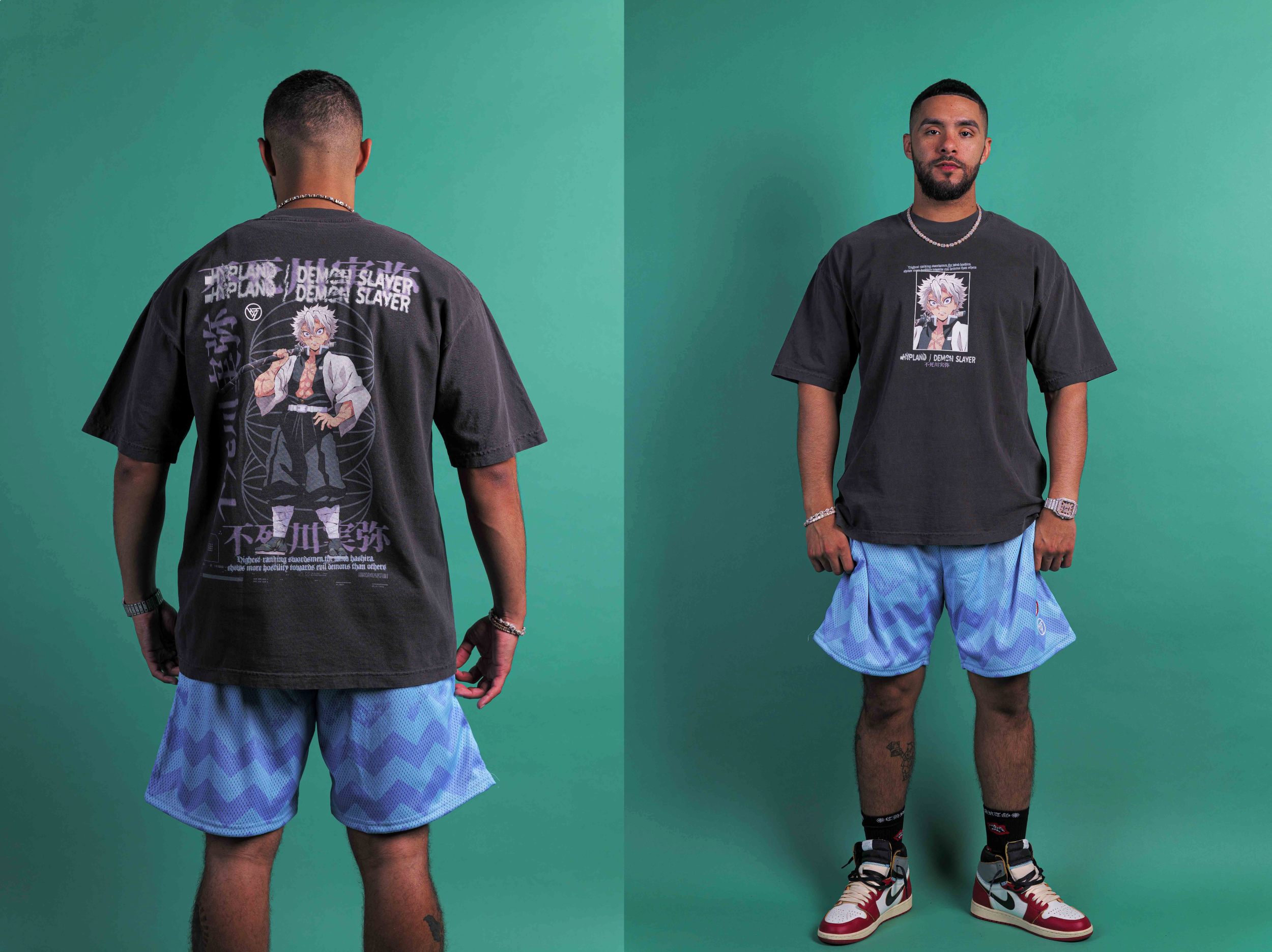 DEMON SLAYER INOSUKE MESH SHORTS (BLUE)