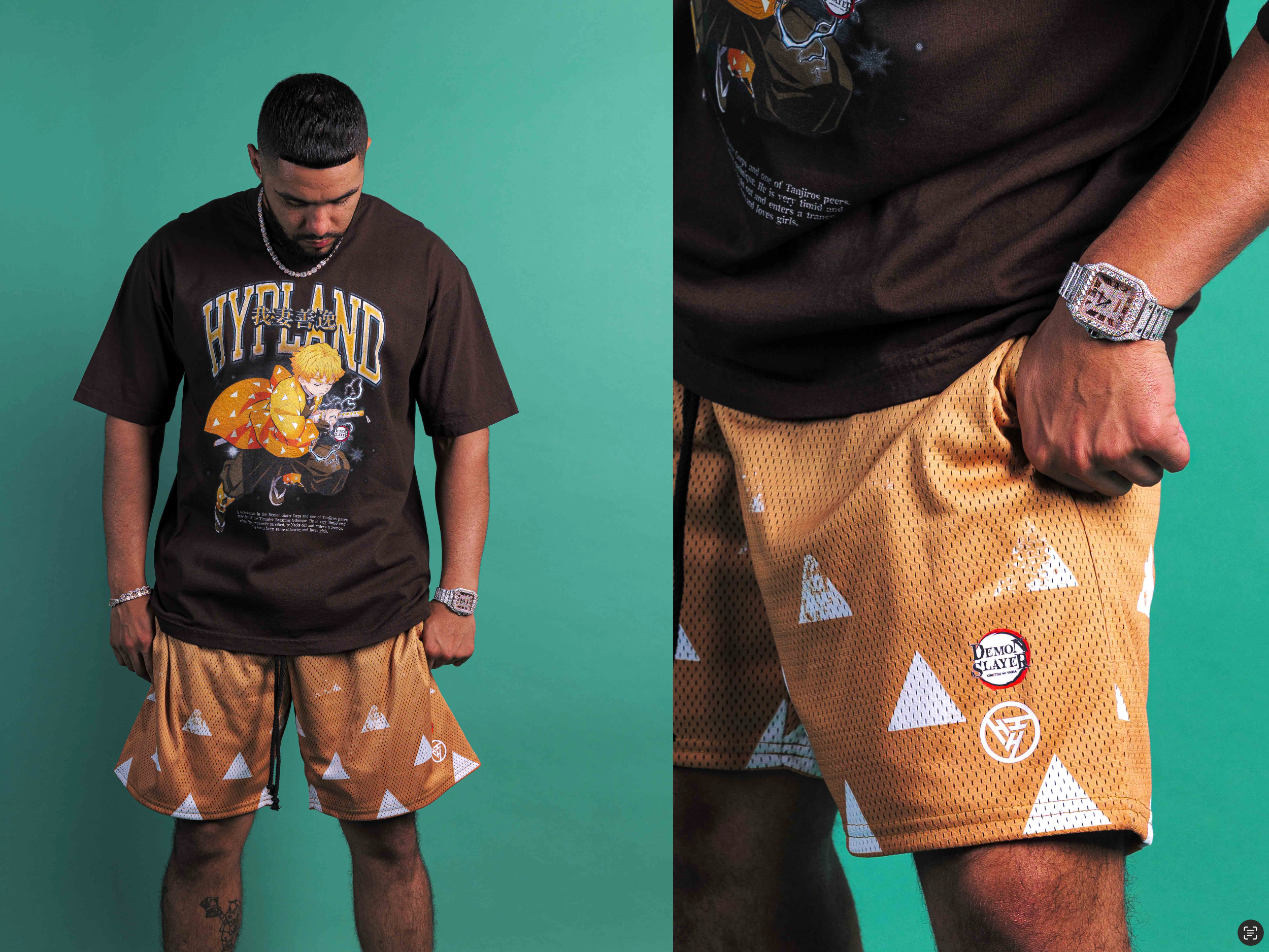 DEMON SLAYER ZENITSU MESH SHORTS (YELLOW)