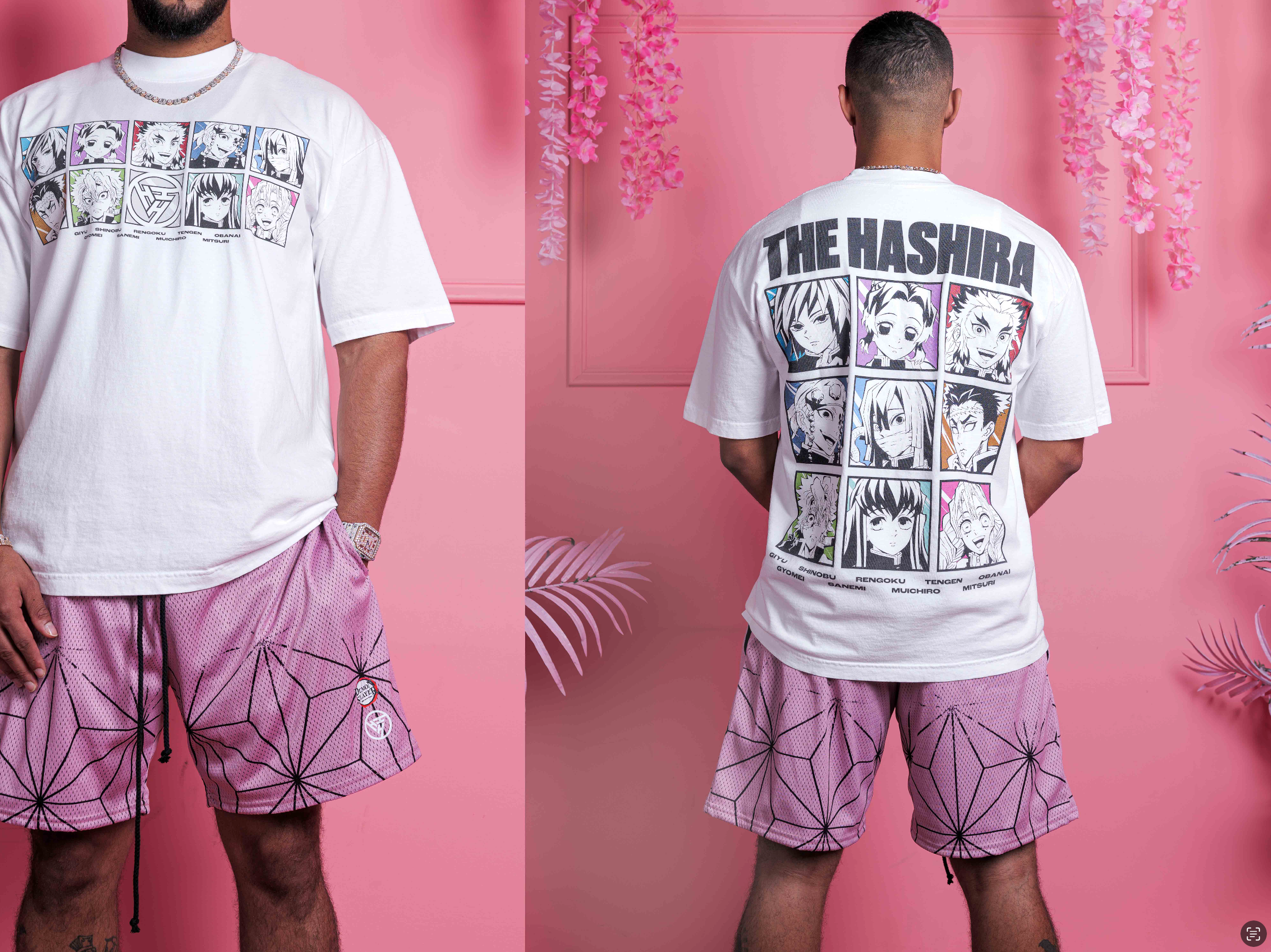 DEMON SLAYER NEZUKO MESH SHORTS (PINK)